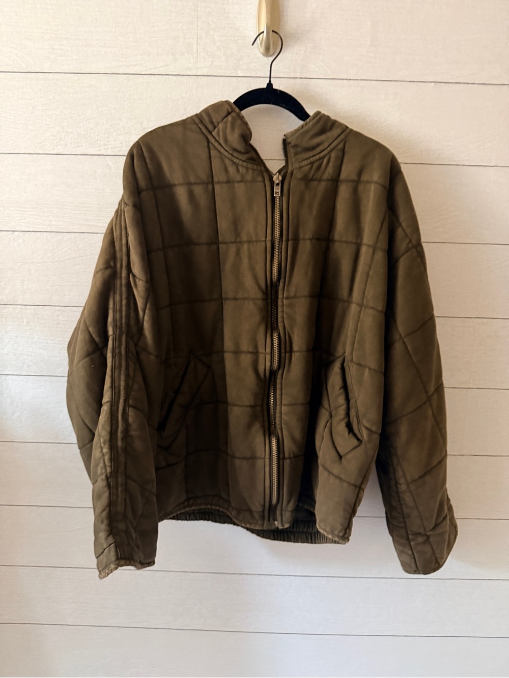 Free People Dolman Quilted Knit Jacket Medium Army Green - Picture 3 of 9